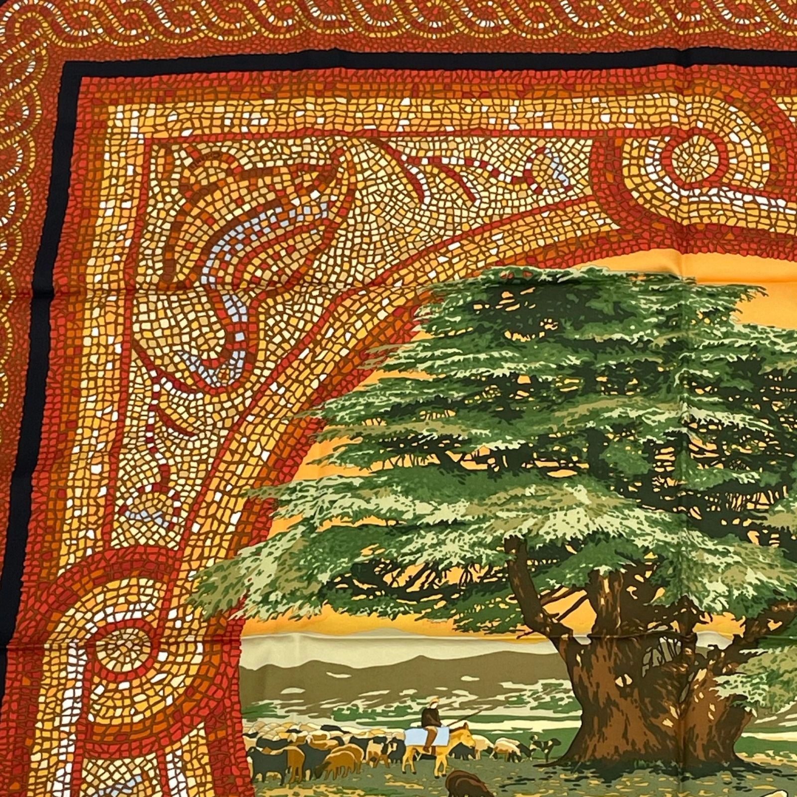 Hermes Carre 90 Under the Himalayan Cedar Sous le Cedre Silk Scarf Brown — view 2