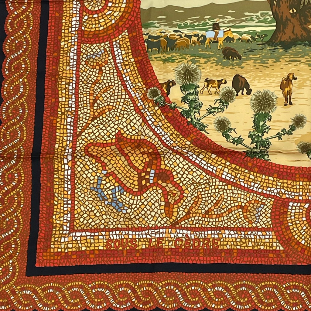 Hermes Carre 90 Under the Himalayan Cedar Sous le Cedre Silk Scarf Brown — view 4