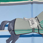 Hermes Scarf Cheval a la Couverture Silk Blue — view 2