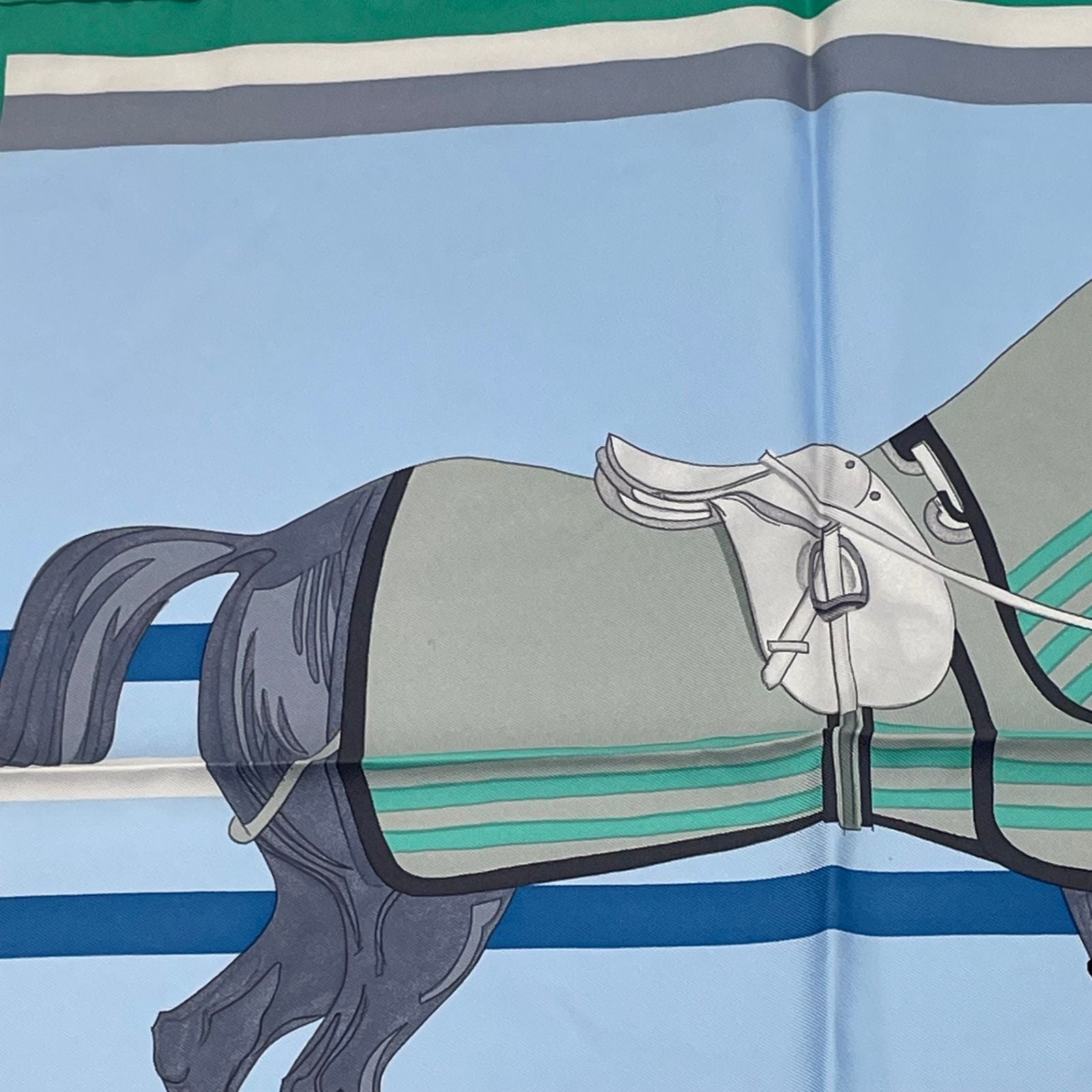 Hermes Scarf Cheval a la Couverture Silk Blue — view 2
