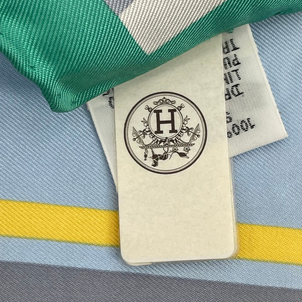 Hermes Scarf Cheval a la Couverture Silk Blue — view 7
