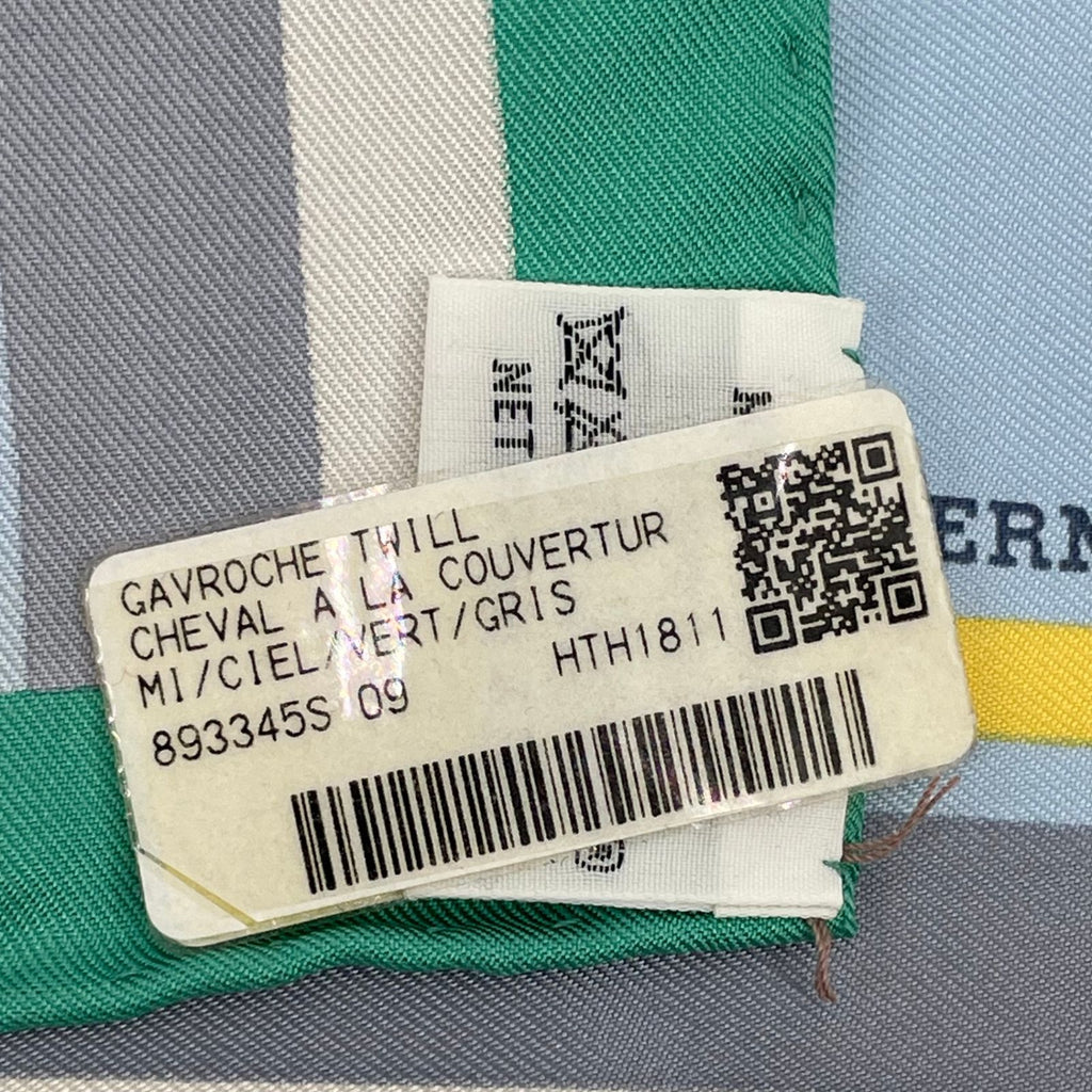 Hermes Scarf Cheval a la Couverture Silk Blue — view 6
