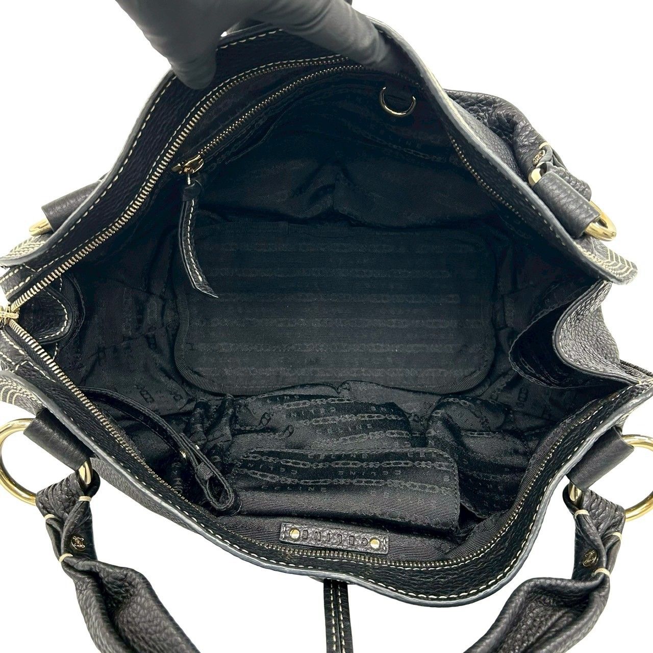 Celine Bitter Sweet Triomphe Logo Leather Mini Boston Bag Black — view 9