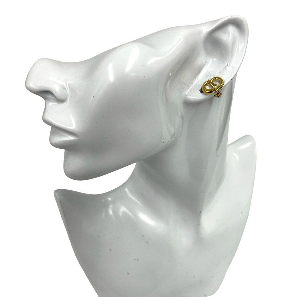 Dior Vintage CD Logo Earrings Gold — view 2