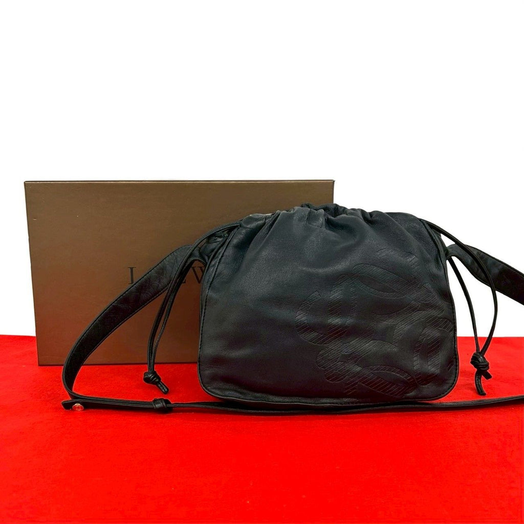 Loewe Vintage Anagram Logo Nappa Leather Drawstring Mini Shoulder Bag Pochette