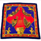 Hermes Scarf Carre 90 Silk les Bissone de Venise Venice Ship Festival Red Blue