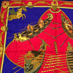 Hermes Scarf Carre 90 Silk les Bissone de Venise Venice Ship Festival Red Blue — view 2