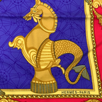 Hermes Scarf Carre 90 Silk les Bissone de Venise Venice Ship Festival Red Blue — view 6