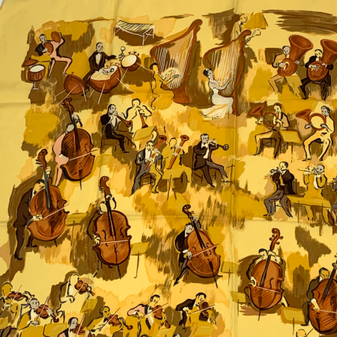 Hermes Carre 90 Concerto Yellow Silk 100% Scarf — view 2