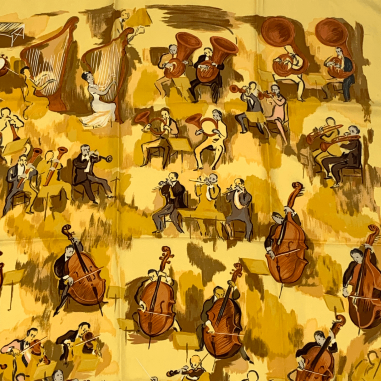 Hermes Carre 90 Concerto Yellow Silk 100% Scarf — view 5