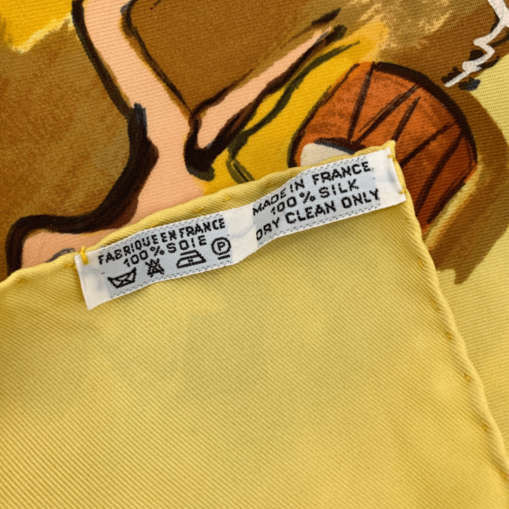 Hermes Carre 90 Concerto Yellow Silk 100% Scarf — view 8