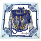Hermes Carre 90 Brandebourgs Scarf Silk Blue