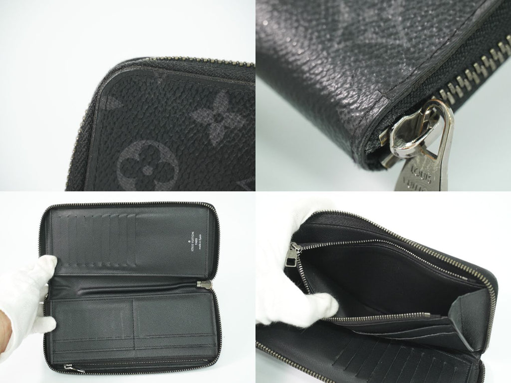Louis Vuitton LV Zippy Wallet Vertical Monogram Eclipse Black Gray — view 8