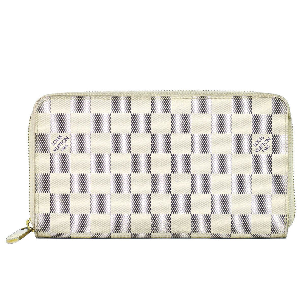 Louis Vuitton LV Zippy Organizer Damier Azur Wallet White Gray
