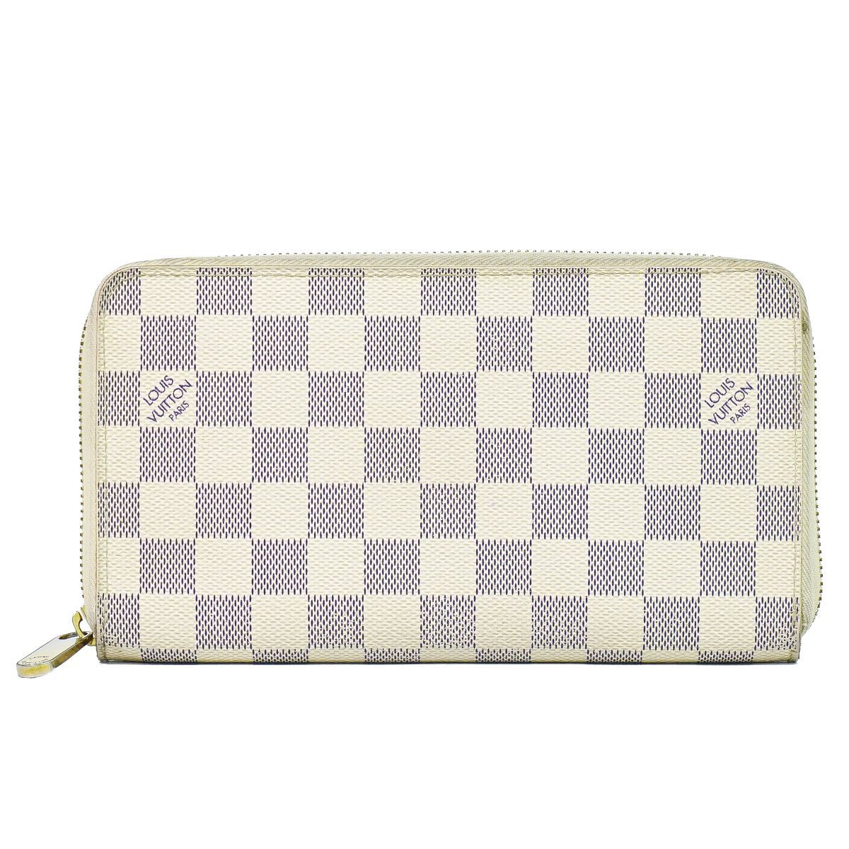 Louis Vuitton LV Zippy Organizer Damier Azur Wallet White Gray