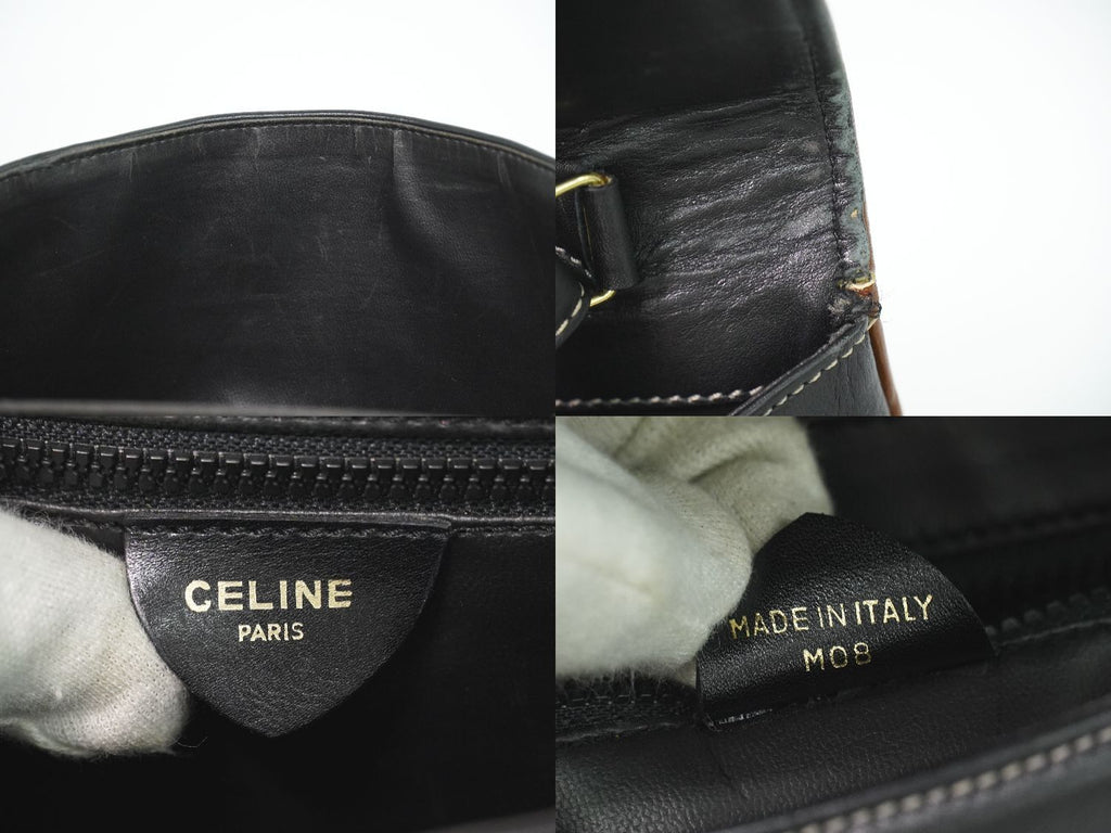 Celine Leather Shoulder Bag Pochette Black — view 9