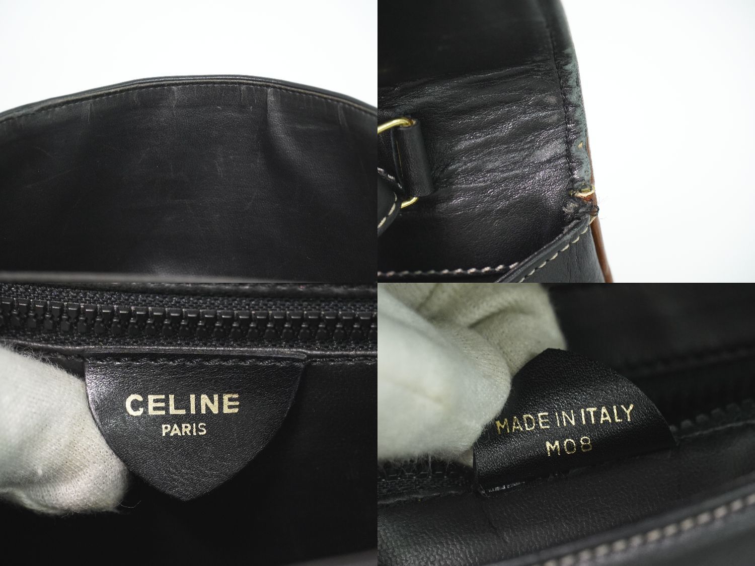 Celine Leather Shoulder Bag Pochette Black — view 9