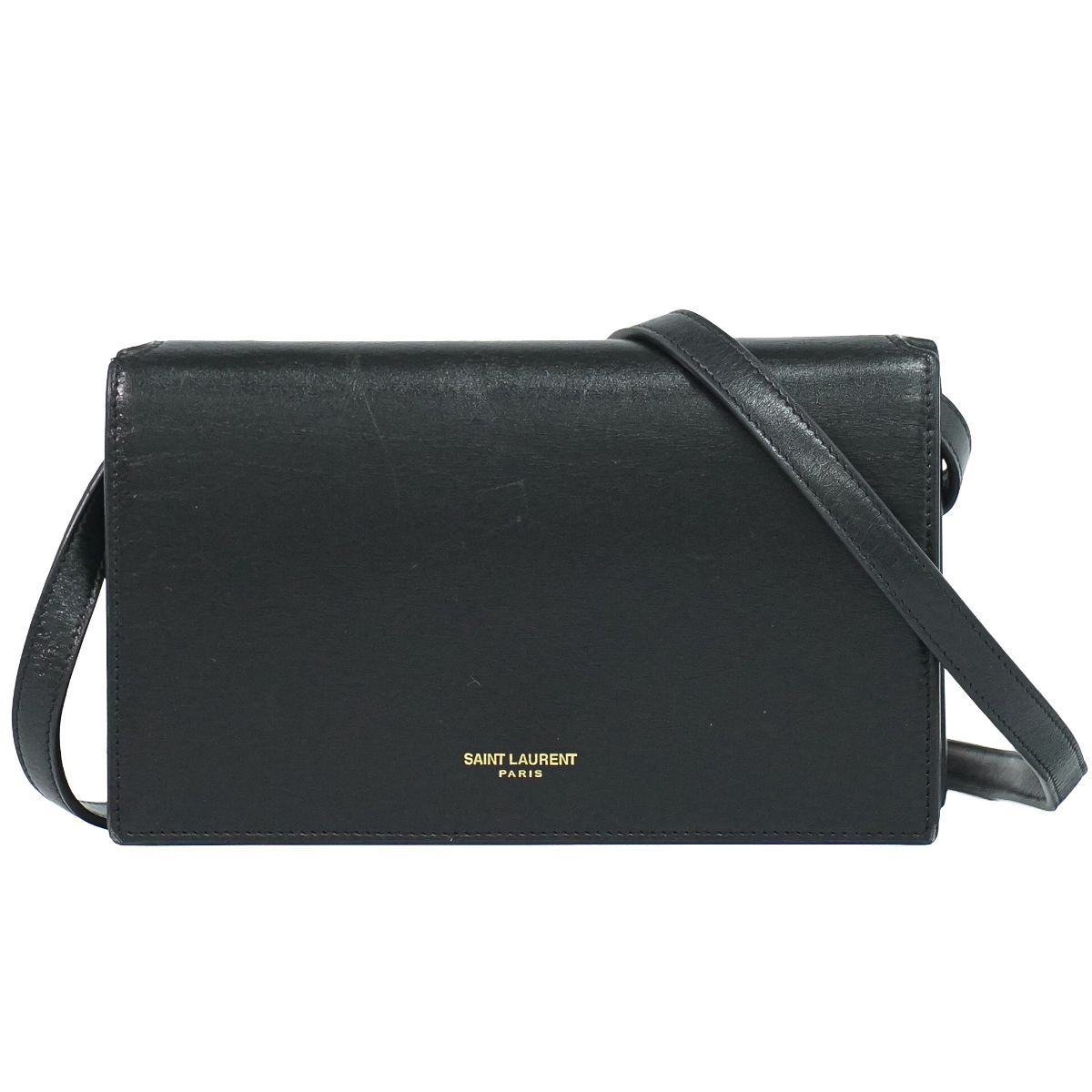 Saint Laurent Leather Shoulder Bag Pochette Black