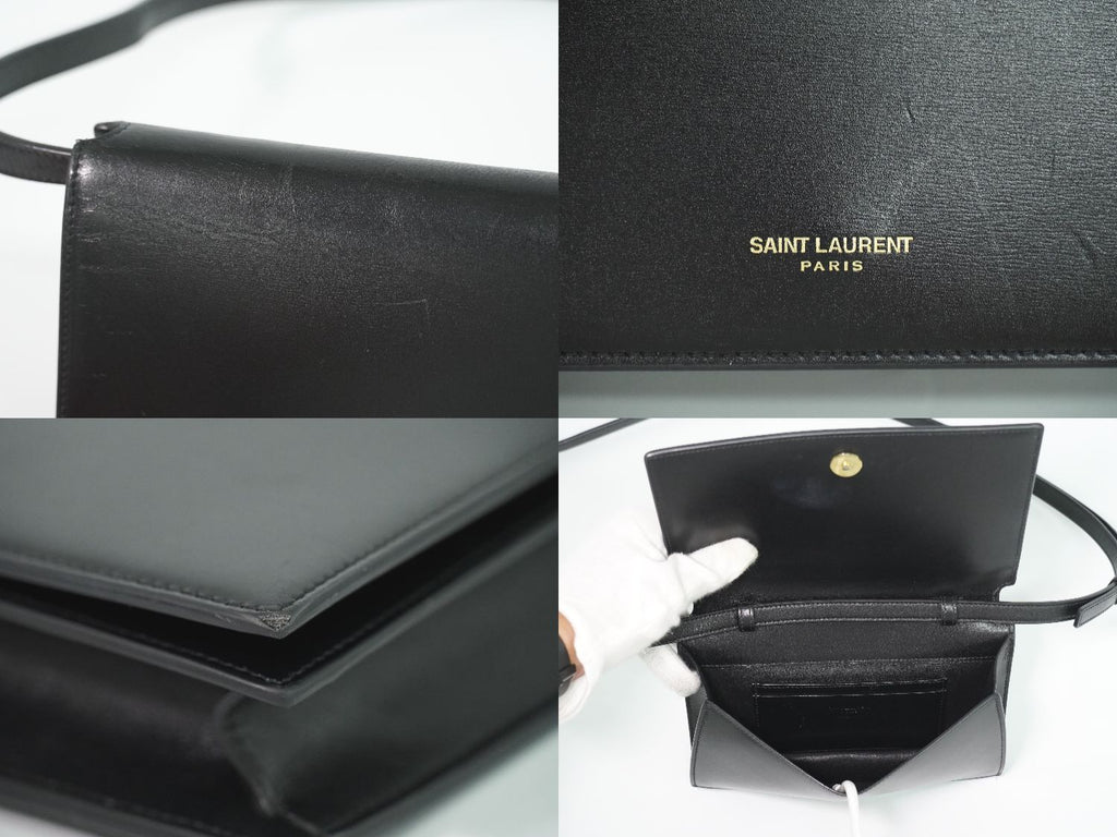 Saint Laurent Leather Shoulder Bag Pochette Black — view 8