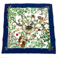 Hermes Carre 90 Silk Coeur Des Bois in the Forest Scarf Navy
