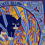 Hermes Carre 90 Cave Felem Beware of Cats Scarf Silk 100% Multicolor — view 3