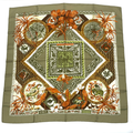 Hermes Carre 90 Silk Scarf le Jardin Des Coptes Coptic Garden Green