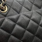 Chanel Chain Tote Quilted CC Logo Large Shopping Caviar Leather Black — view 7