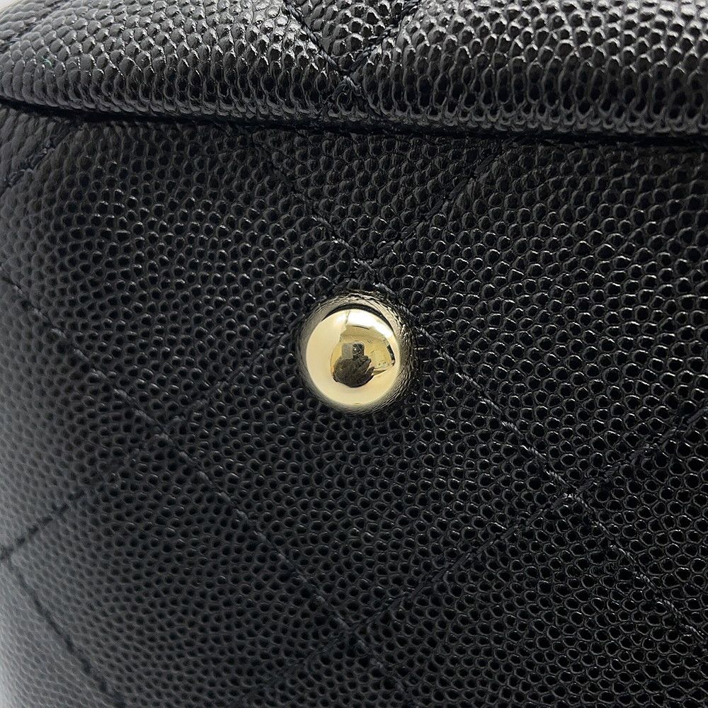Chanel Chain Tote Quilted CC Logo Large Shopping Caviar Leather Black — view 8