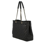 Chanel Chain Tote Quilted CC Logo Large Shopping Caviar Leather Black — view 2