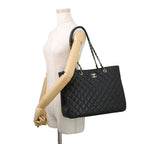 Chanel Chain Tote Quilted CC Logo Large Shopping Caviar Leather Black — view 4