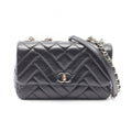 Chanel Shoulder Bag Quilted Black Lambskin Small Flap Chain