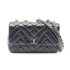 Chanel Shoulder Bag Quilted Black Lambskin Small Flap Chain