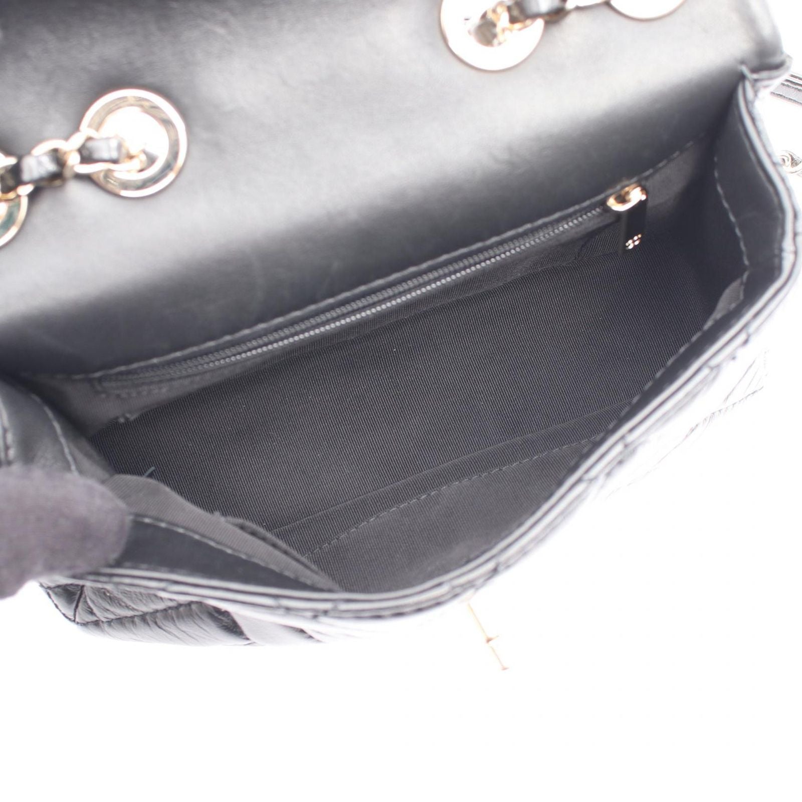 Chanel Shoulder Bag Quilted Black Lambskin Small Flap Chain — view 3