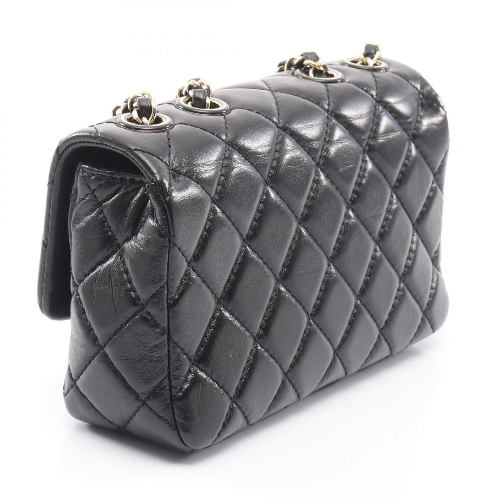 Chanel Shoulder Bag Quilted Black Lambskin Small Flap Chain — view 2