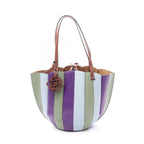 Loewe Tote Shell Small Green Purple Blue Leather