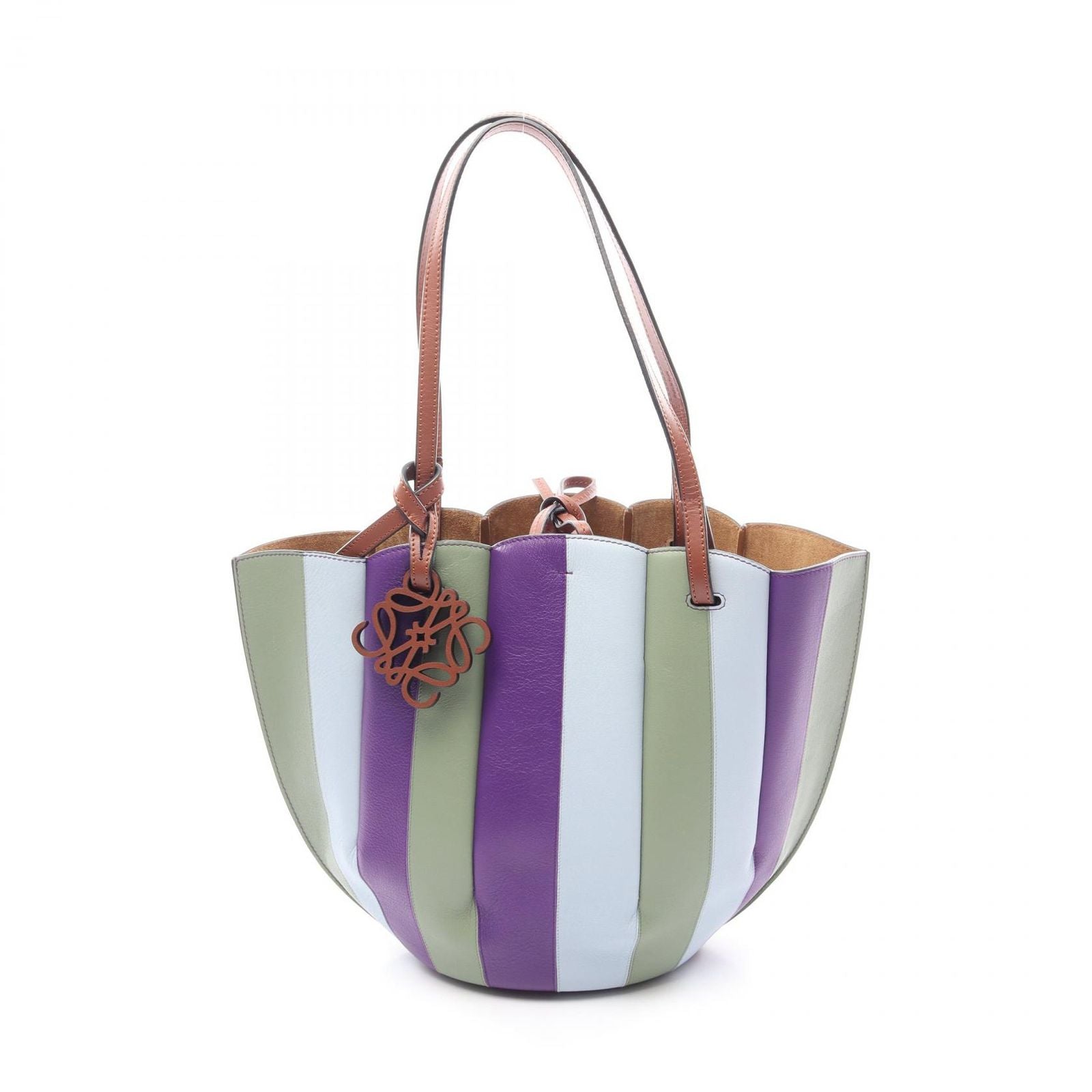 Loewe Tote Shell Small Green Purple Blue Leather