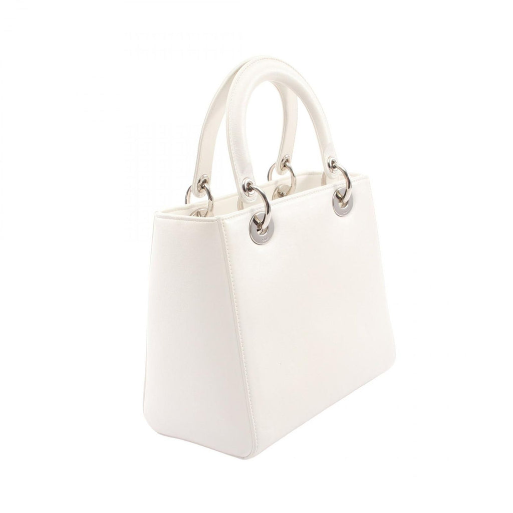 Dior Handbag Lady Dior Sequin Embroidery Patch 2-Way White Multi Leather Tote — view 2