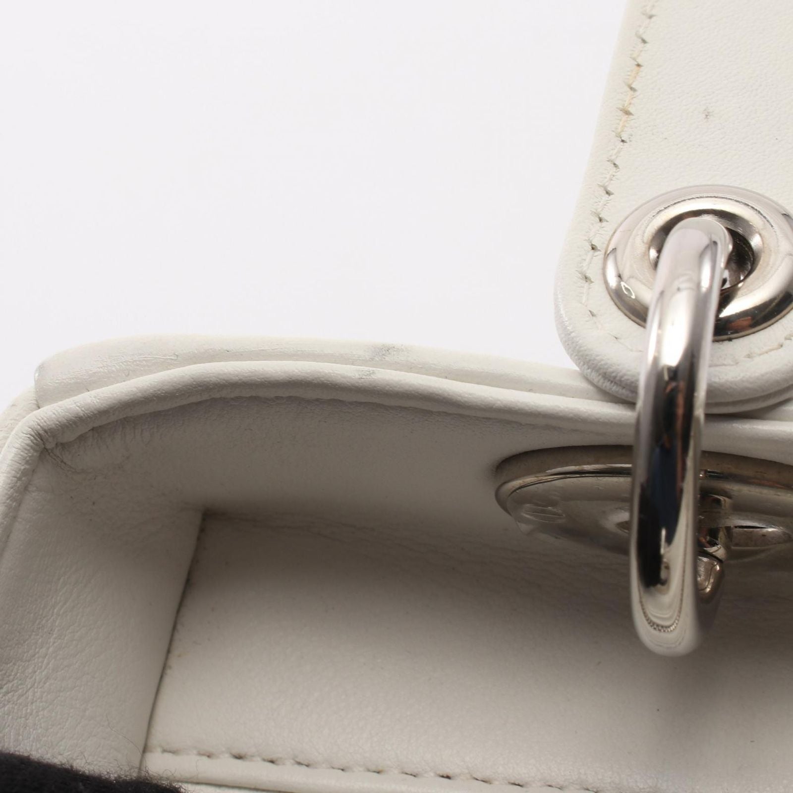 Dior Handbag Lady Dior Sequin Embroidery Patch 2-Way White Multi Leather Tote — view 8