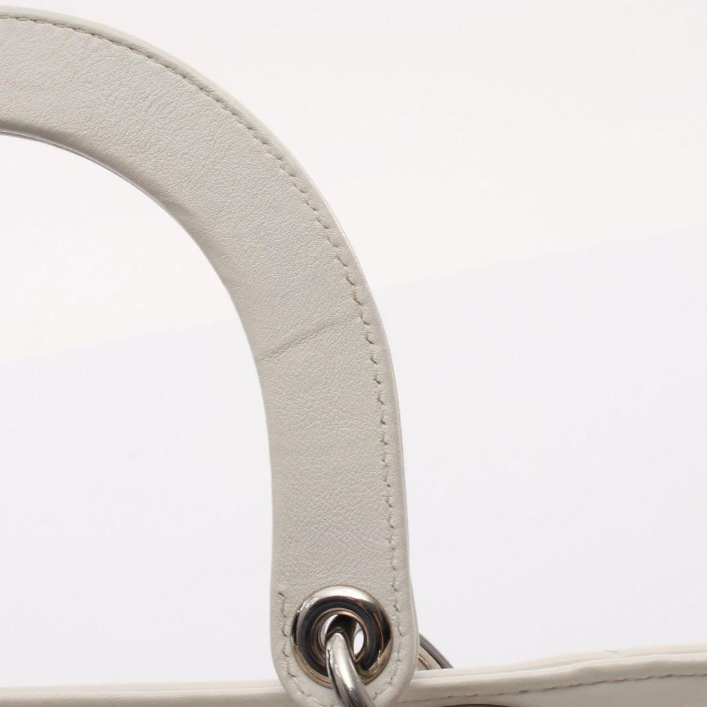 Dior Handbag Lady Dior Sequin Embroidery Patch 2-Way White Multi Leather Tote — view 9