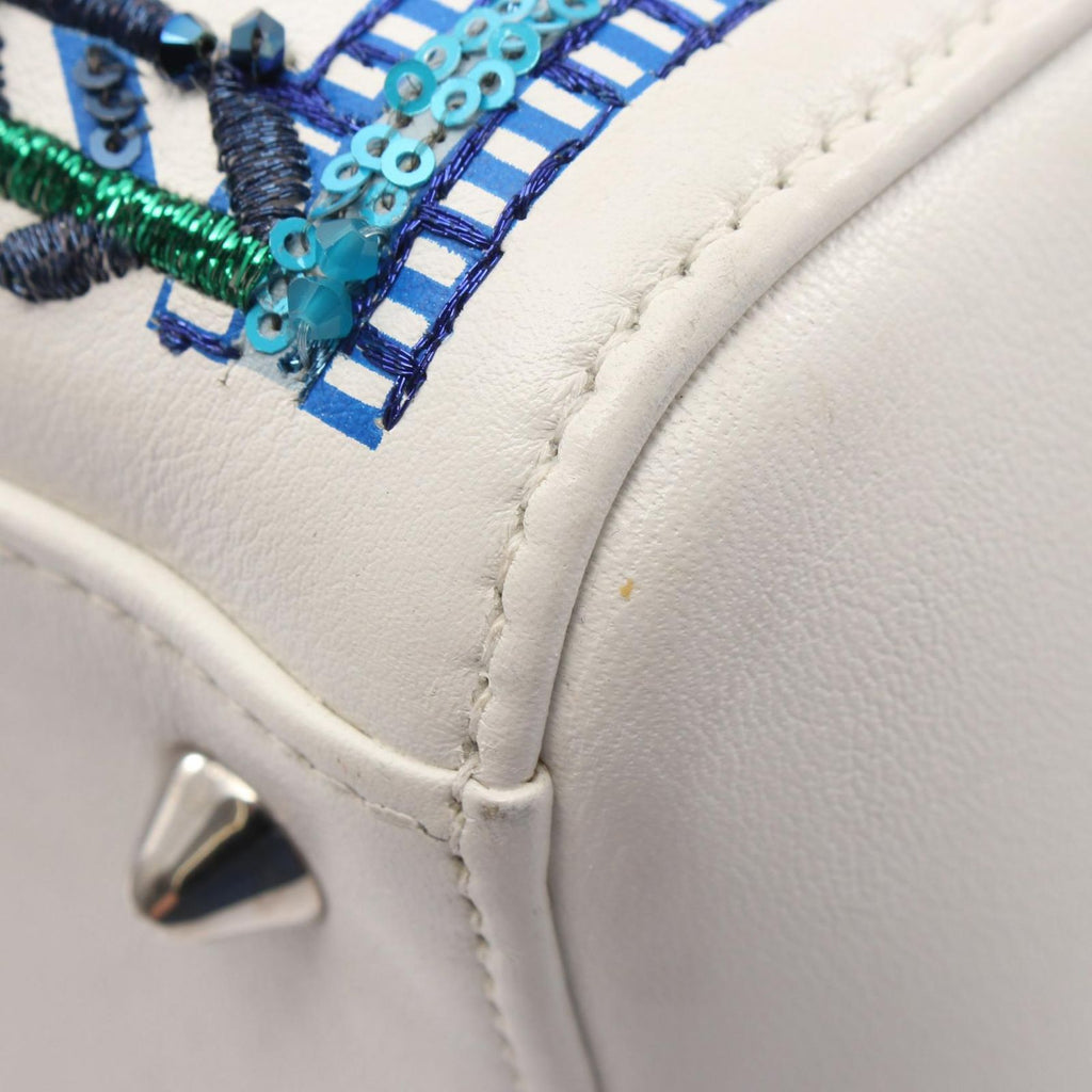 Dior Handbag Lady Dior Sequin Embroidery Patch 2-Way White Multi Leather Tote — view 5