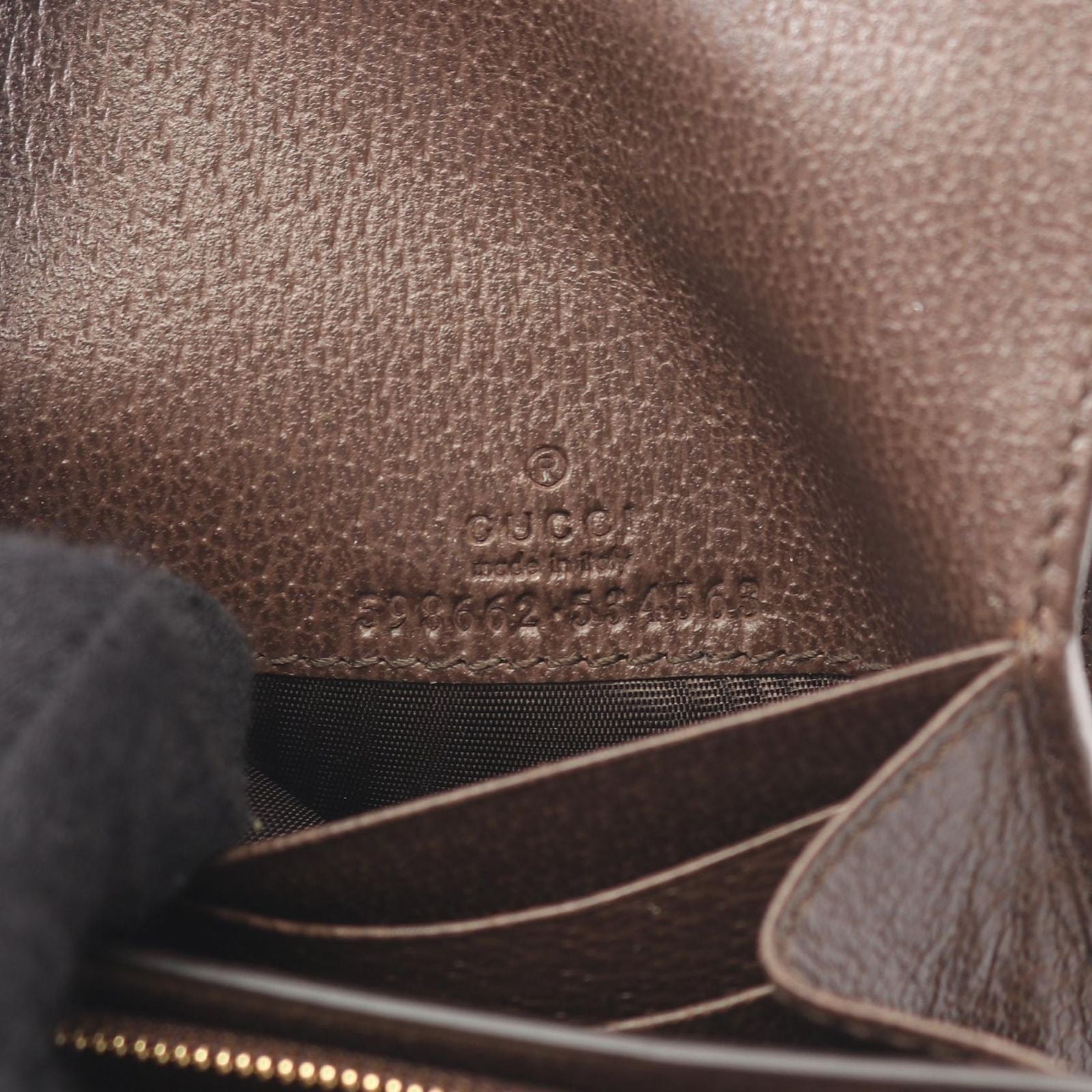 Gucci Bifold Wallet Ophidia GG Supreme Beige Dark Brown Leather Canvas Marmont — view 4