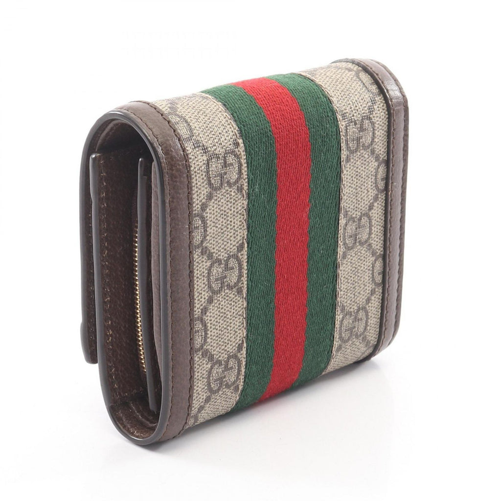 Gucci Bifold Wallet Ophidia GG Supreme Beige Dark Brown Leather Canvas Marmont — view 2