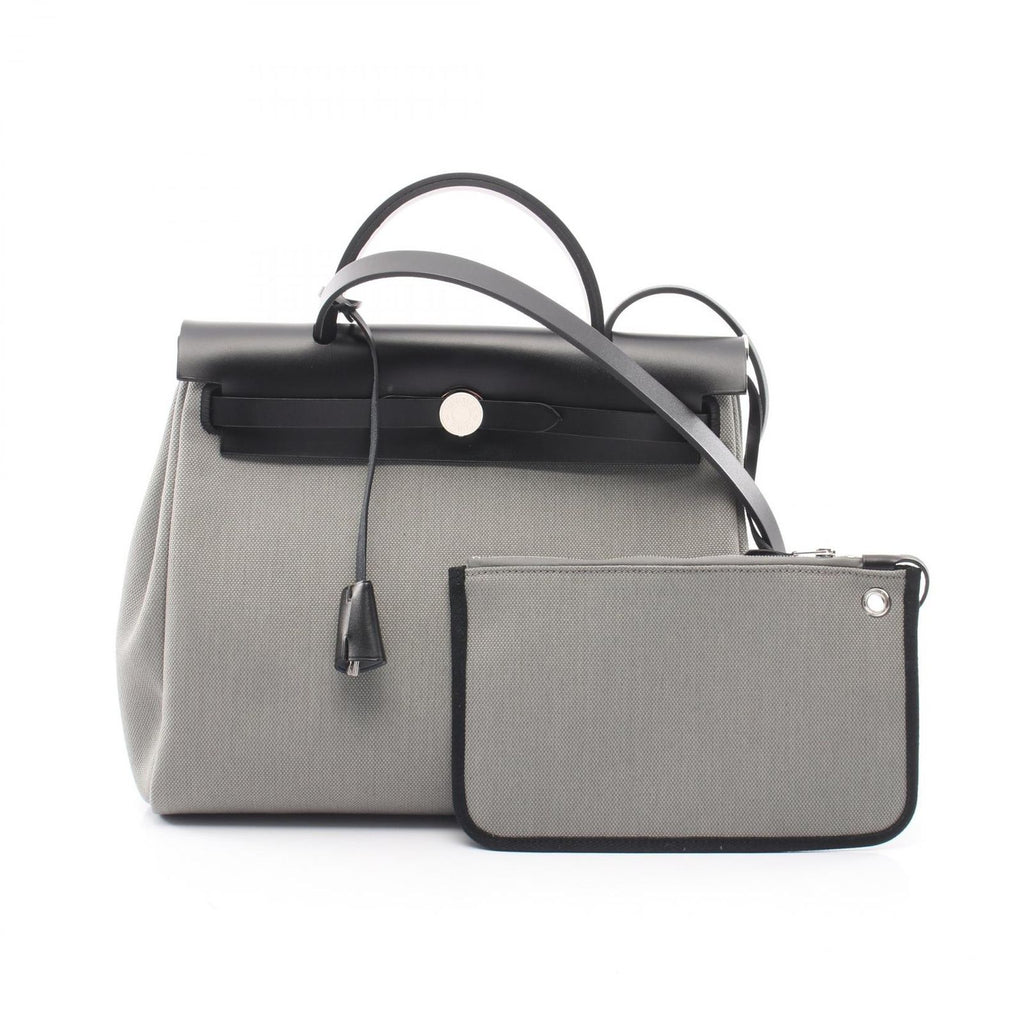 Hermes Handbag Herbag Zip PM 2-Way Gray Black Zip PM le Tourne