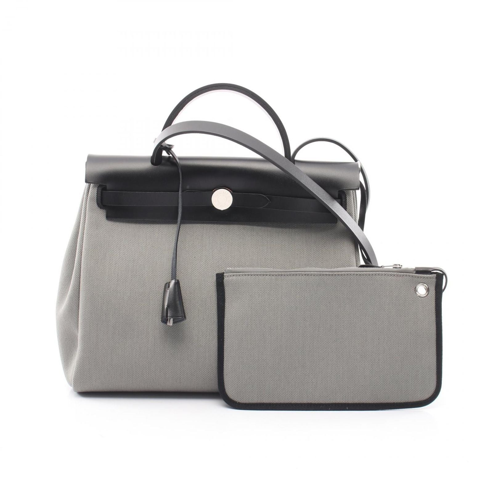 Hermes Handbag Herbag Zip PM 2-Way Gray Black Zip PM le Tourne