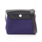Hermes Shoulder Bag Herbag Zip Mini Purple Black Canvas Leather