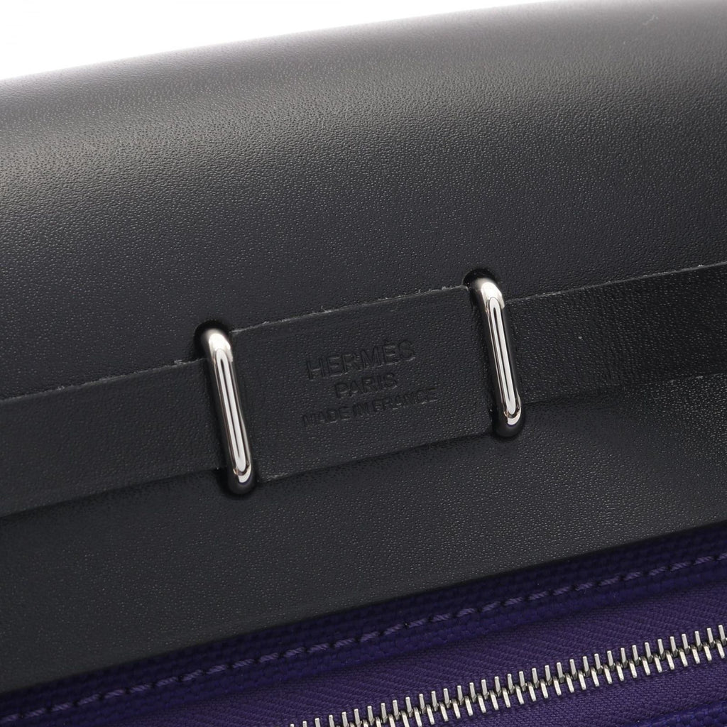 Hermes Shoulder Bag Herbag Zip Mini Purple Black Canvas Leather — view 4