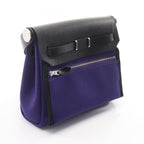 Hermes Shoulder Bag Herbag Zip Mini Purple Black Canvas Leather — view 2