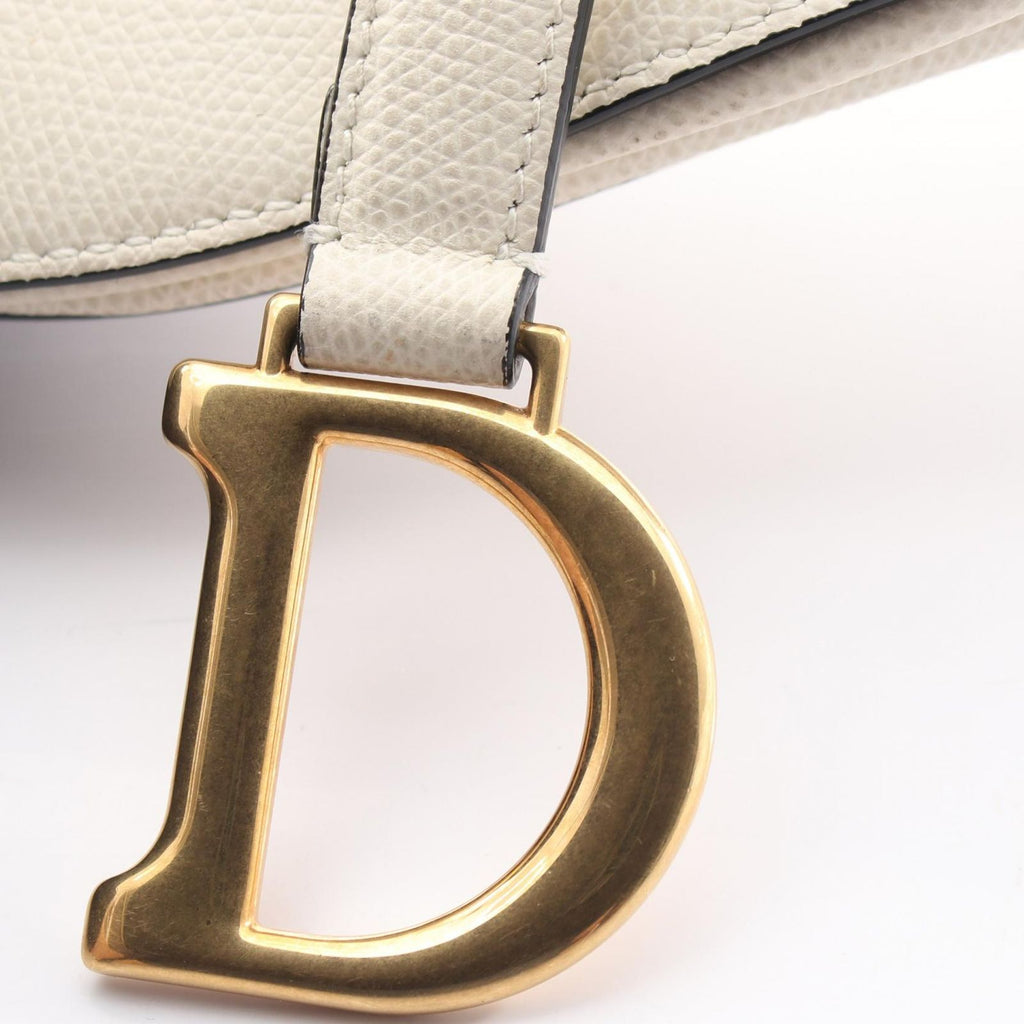 Dior Saddle Bag Mini with Shoulder Strap 2-Way White Leather — view 6