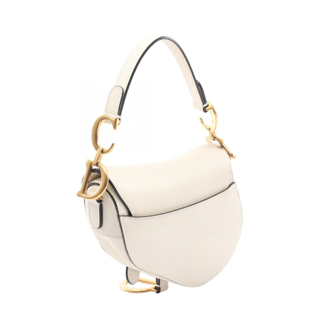 Dior Saddle Bag Mini with Shoulder Strap 2-Way White Leather — view 2