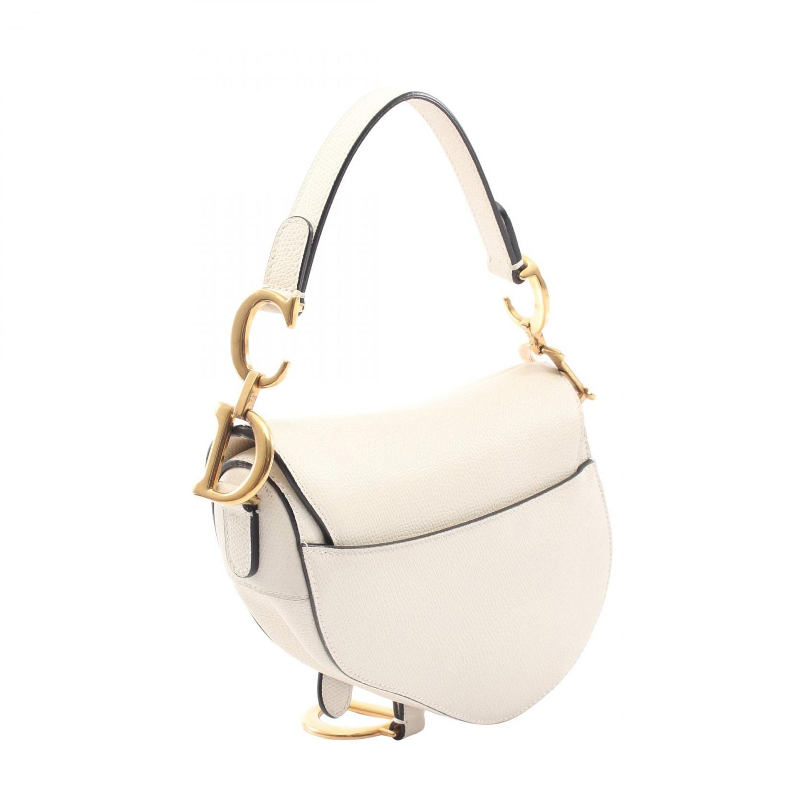 Dior Saddle Bag Mini with Shoulder Strap 2-Way White Leather — view 2